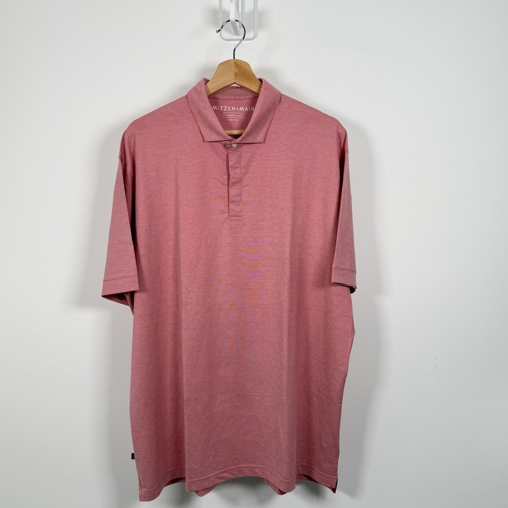 Mizzen + Main Polo Shirt Mens XL Pink Classic Fit Golf Performance Preppy